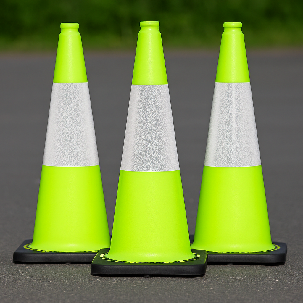 Flexible Green PVC Road Cone – 75cm Height, 4kg Weight, Virtually Unbreakable Safety Cone