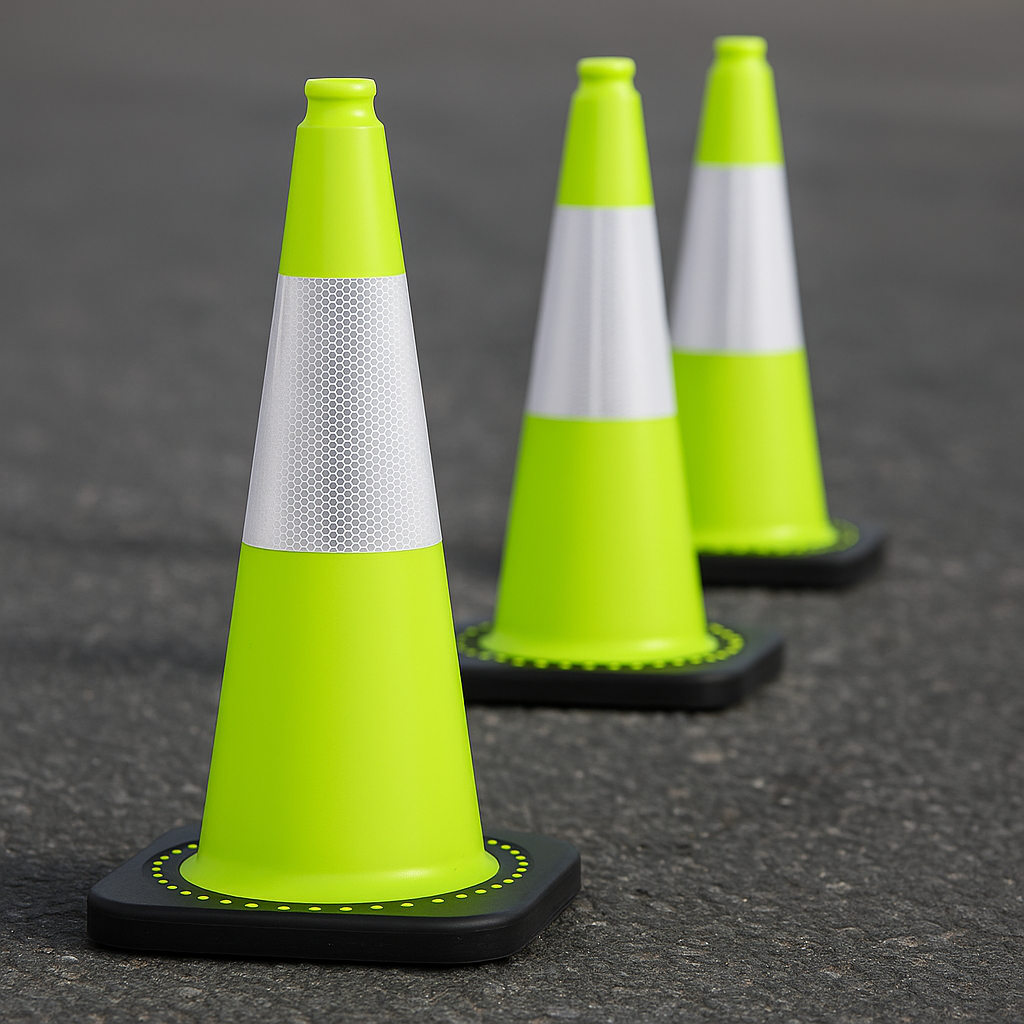 Flexible Green PVC Road Cone – 75cm Height, 4kg Weight, Virtually Unbreakable Safety Cone