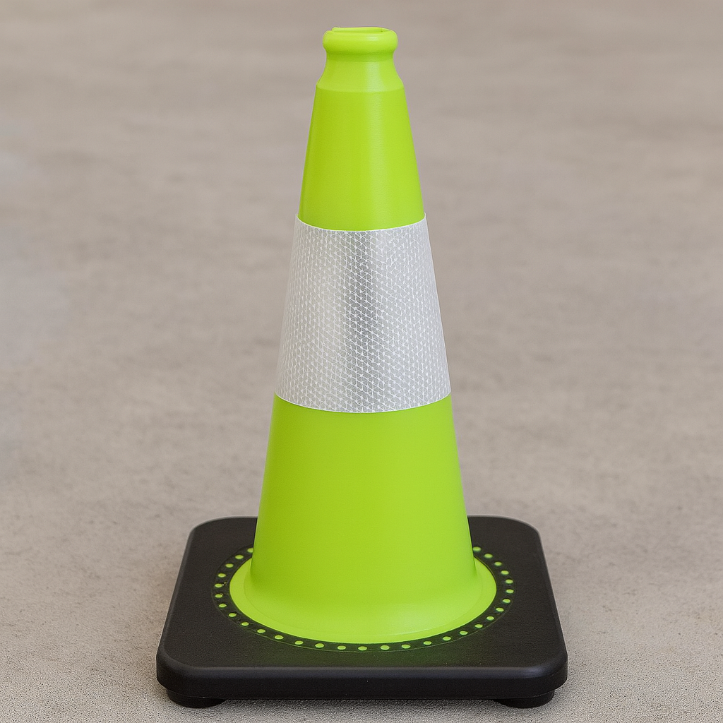 Flexible Green PVC Road Cone – 75cm Height, 4kg Weight, Virtually Unbreakable Safety Cone
