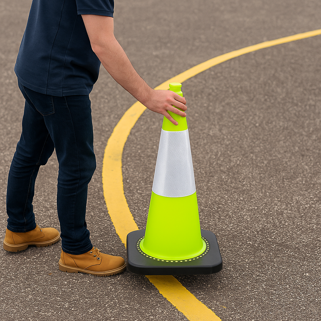 Flexible Green PVC Road Cone – 75cm Height, 4kg Weight, Virtually Unbreakable Safety Cone