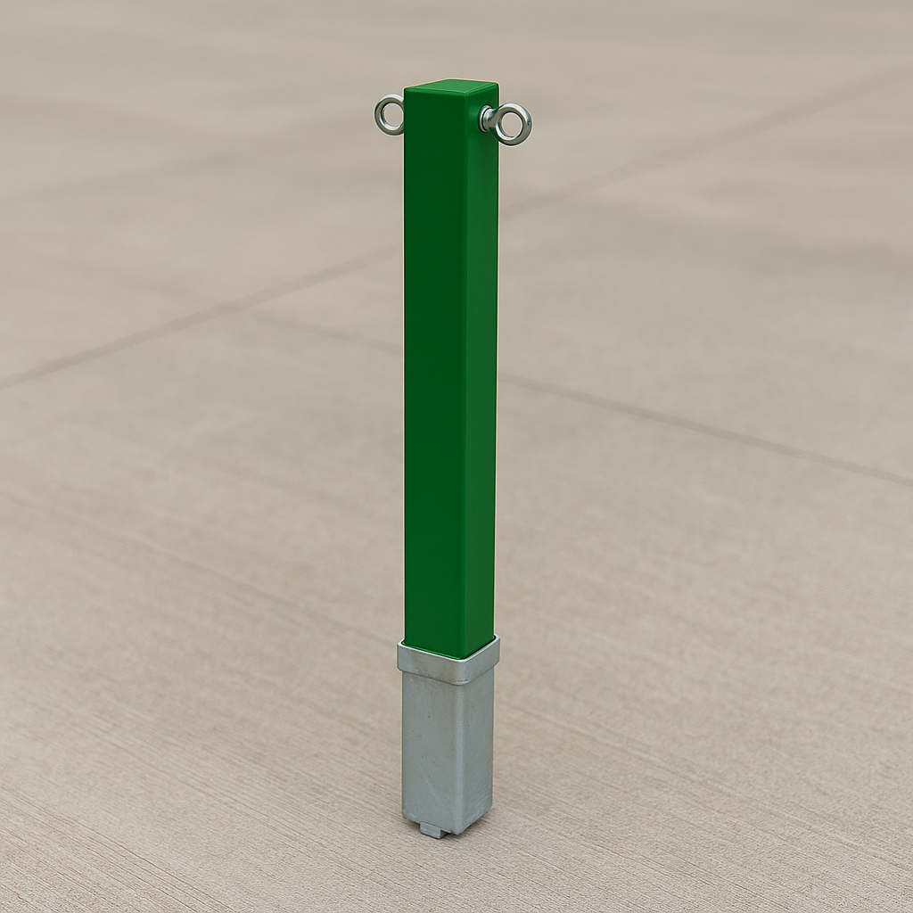 Heavy-Duty Green Removable Security Bollard with Twin Chain Eyelets