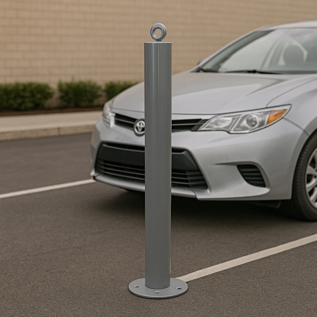 76mm Grey Fixed Security Bollard – Heavy-Duty Bolt-Down Design