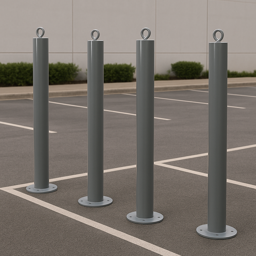 76mm Grey Fixed Security Bollard – Heavy-Duty Bolt-Down Design