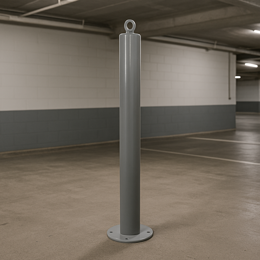 76mm Grey Fixed Security Bollard – Heavy-Duty Bolt-Down Design