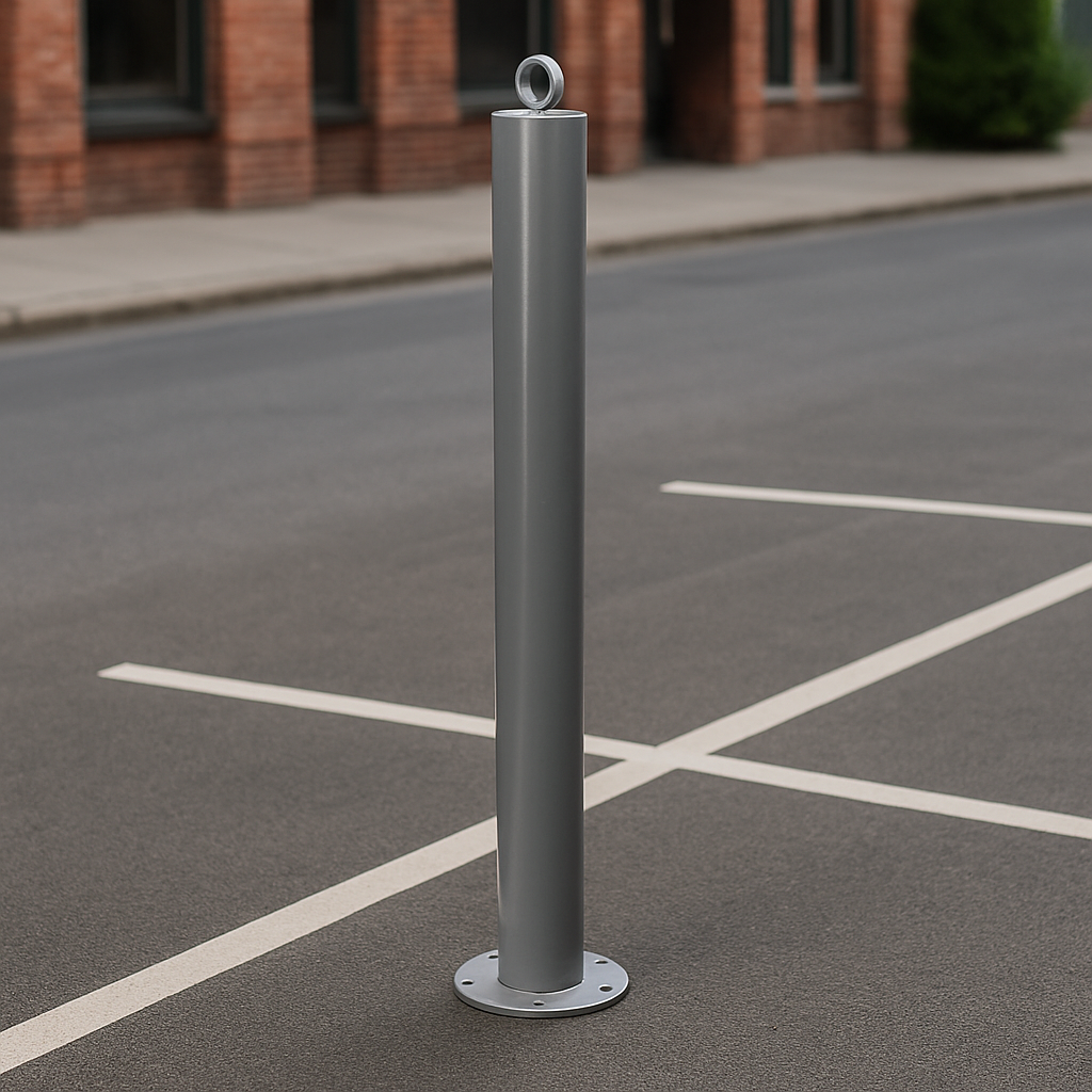 76mm Grey Fixed Security Bollard – Heavy-Duty Bolt-Down Design