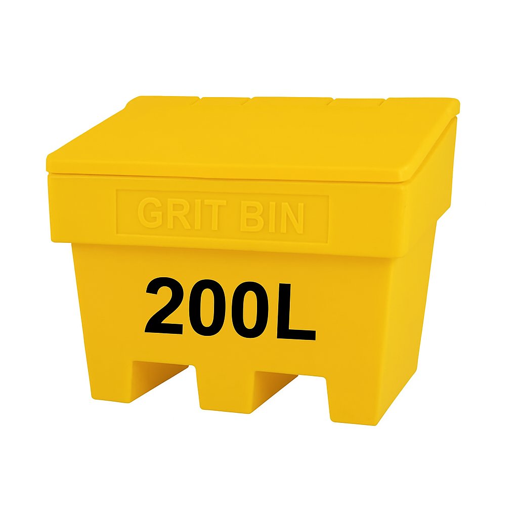 200L Heavy-Duty Yellow Grit Bin – UV-Stabilised, Weatherproof & Stackable