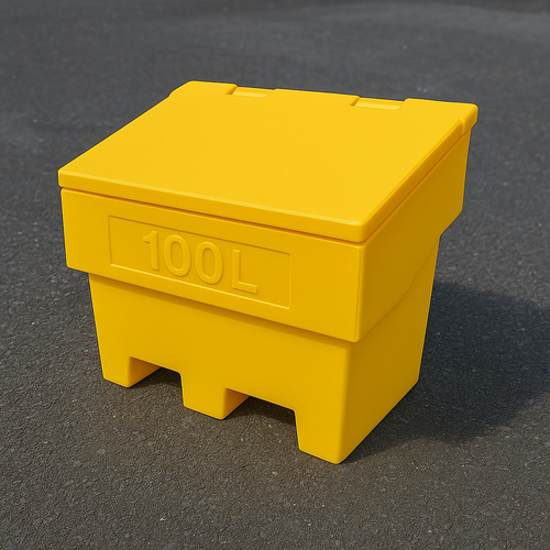 100L Heavy-Duty Yellow Grit Bin – UV-Stabilised, Weatherproof & Corrosion-Resistant