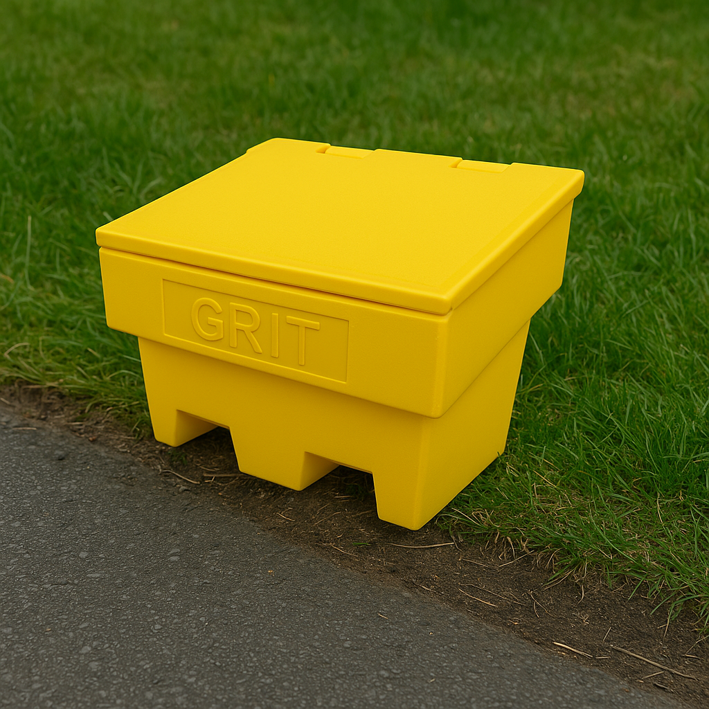 100L Heavy-Duty Yellow Grit Bin – UV-Stabilised, Weatherproof & Corrosion-Resistant