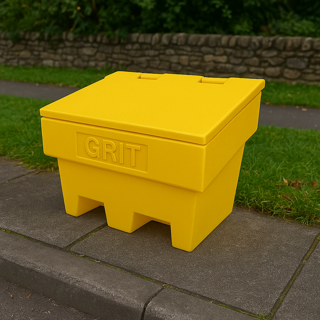 100L Heavy-Duty Yellow Grit Bin – UV-Stabilised, Weatherproof & Corrosion-Resistant