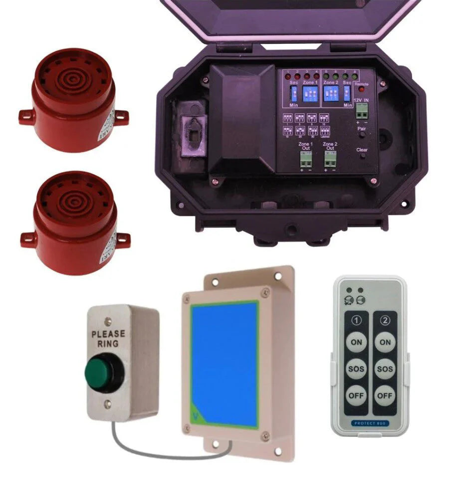 Wireless Commercial Siren Kit with Heavy-Duty Push Button & 2 Adjustable Sirens