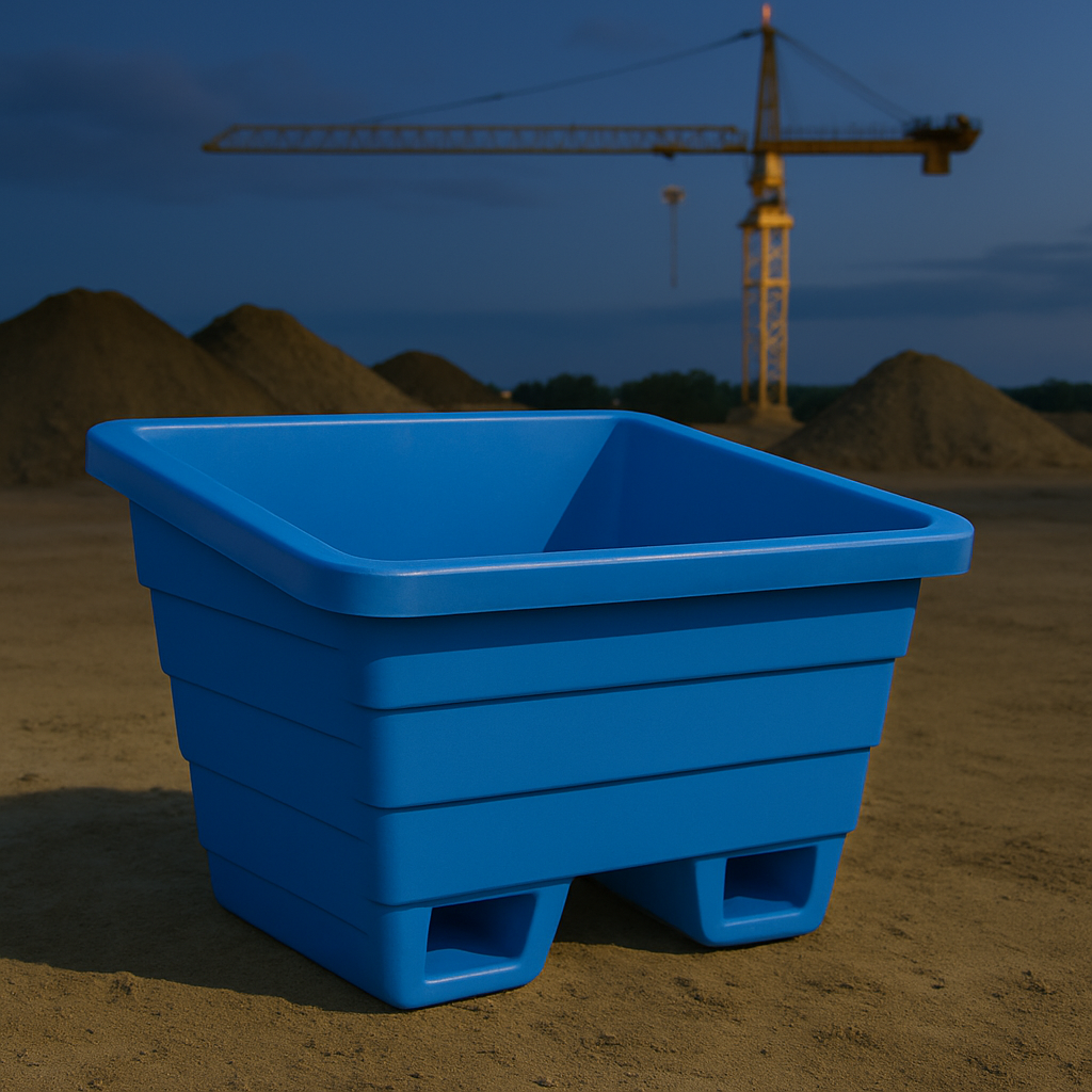 250L Blue Easy-Lift Mortar Tub – Reinforced Ribbed Design | Forklift Safe & Stable at Height