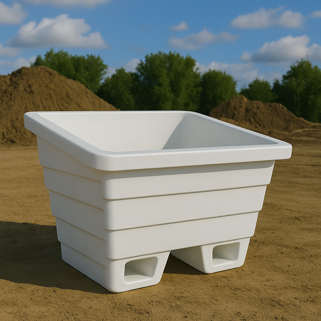 250L White Euro Crane Lift Mortar Tub – One-Piece Mould with Steel Frame | Forklift & Crane Compatible