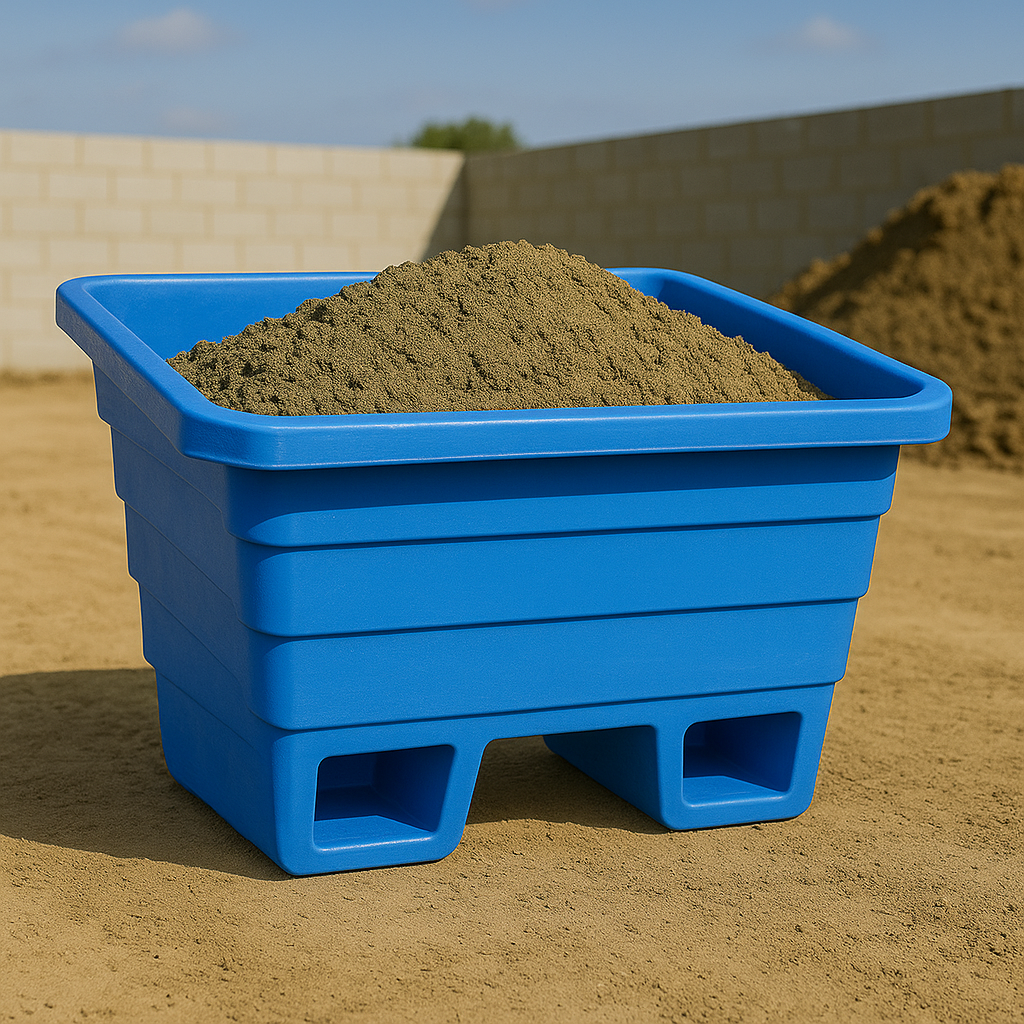 250L Blue Easy-Lift Mortar Tub – Reinforced Ribbed Design | Forklift Safe & Stable at Height