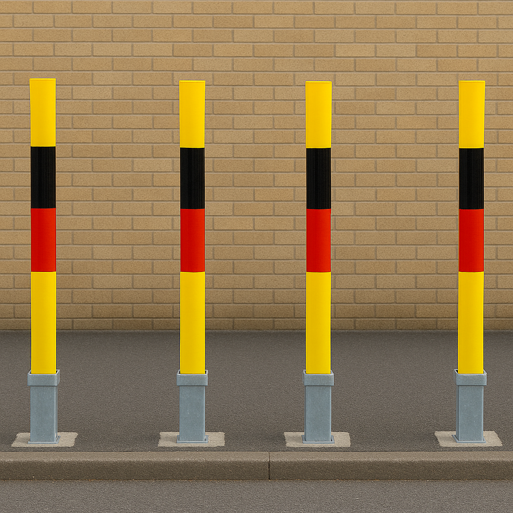 Heavy-Duty Removable Parking Security Post with Lock – High-Visibility Red/Black Bands | Anti-Theft Bollard
