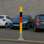 Heavy-Duty Removable Parking Security Post with Lock – High-Visibility Red/Black Bands | Anti-Theft Bollard