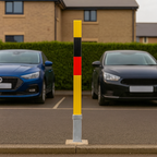 Heavy-Duty Removable Parking Security Post with Lock – High-Visibility Red/Black Bands | Anti-Theft Bollard
