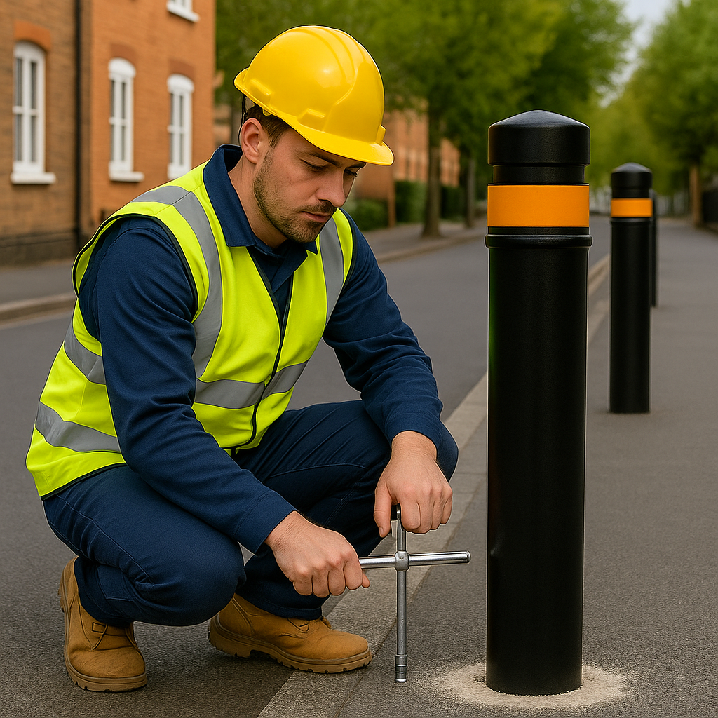 Heavy-Duty Ornamental Steel Bollard – 1000mm Above Ground | Elegant Security Post