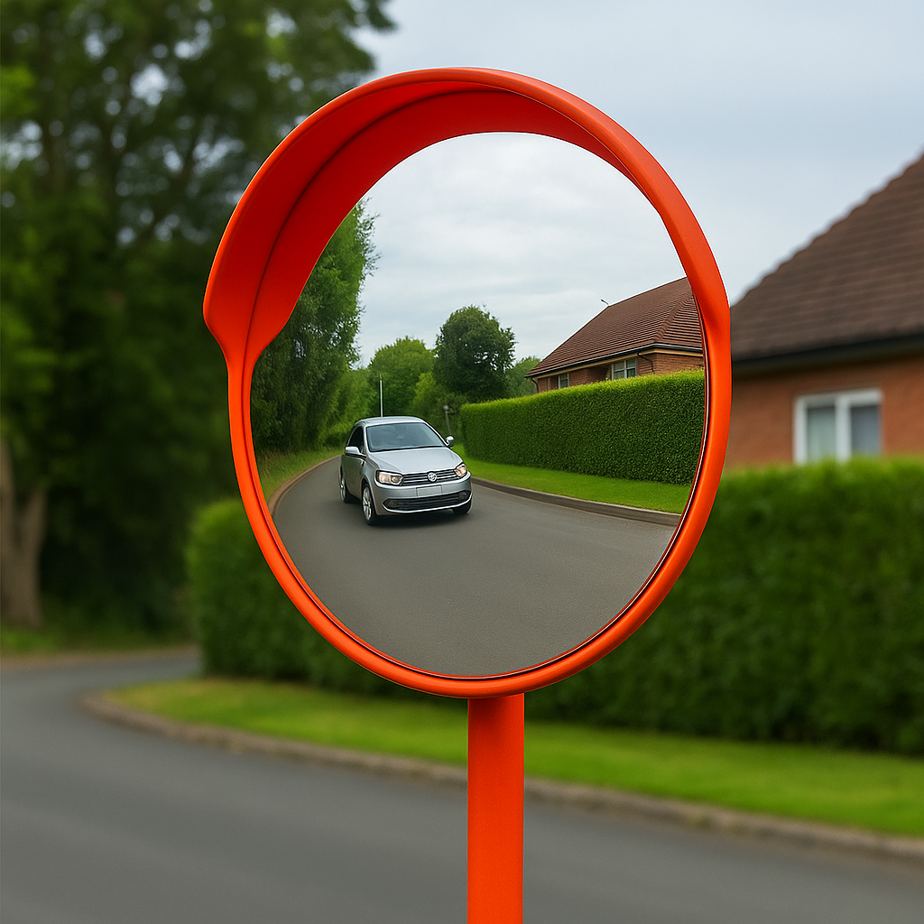 External Convex Safety Mirror with Hood – Ideal for Car Parks & Loading Bays