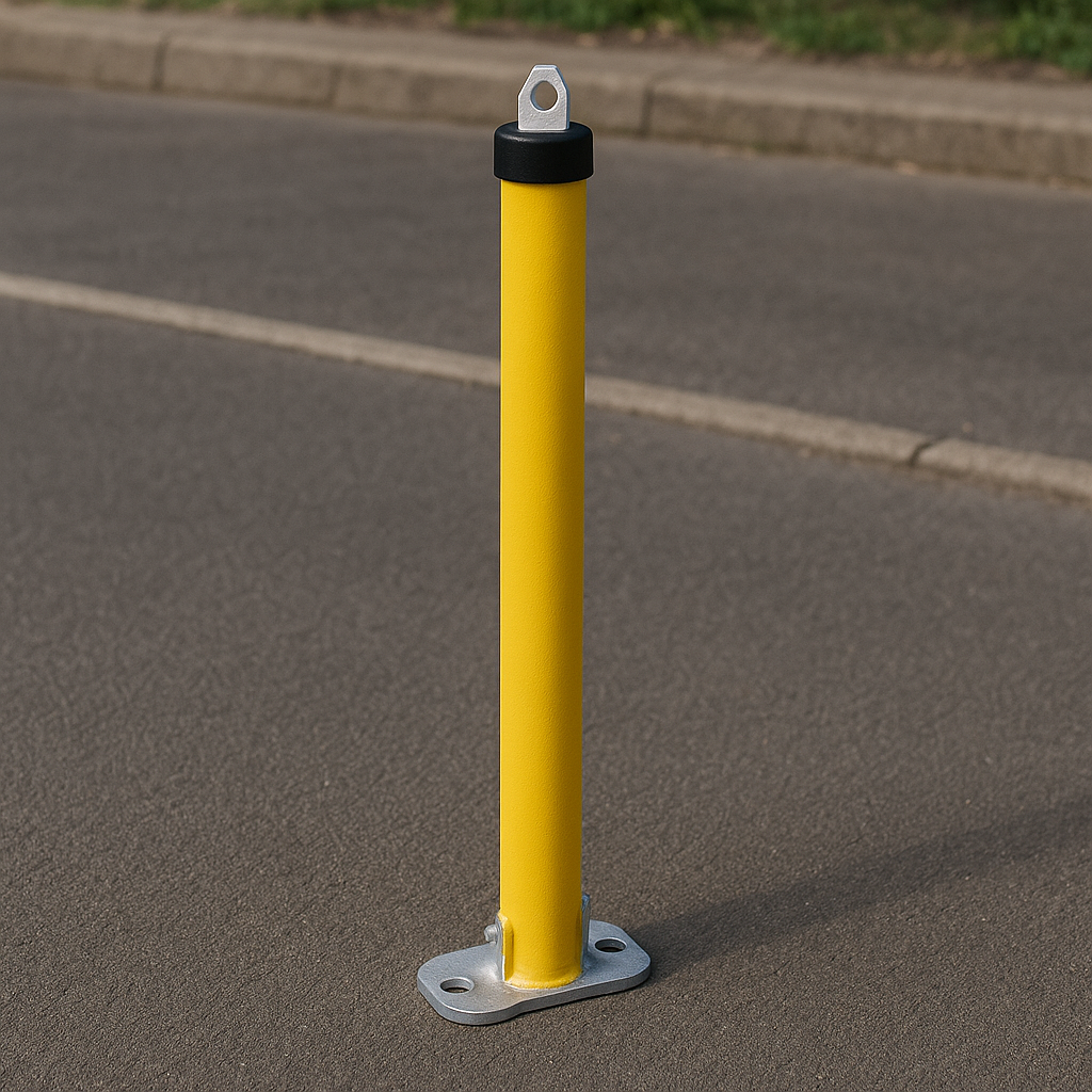 Heavy-Duty Fold-Down Parking Bollard with Hinged Lock – Anti-Theft Security Post