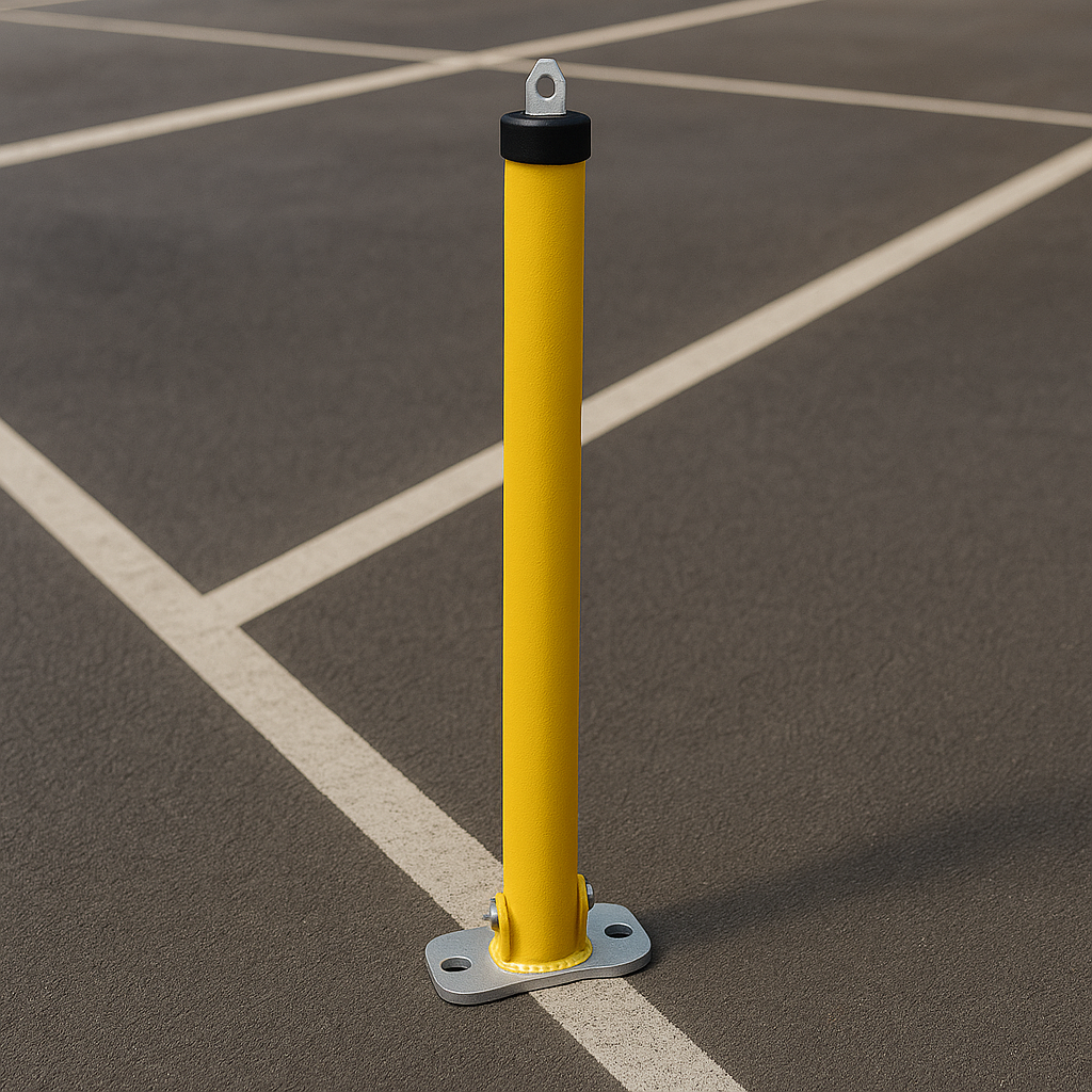 Heavy-Duty Fold-Down Parking Bollard with Hinged Lock – Anti-Theft Security Post