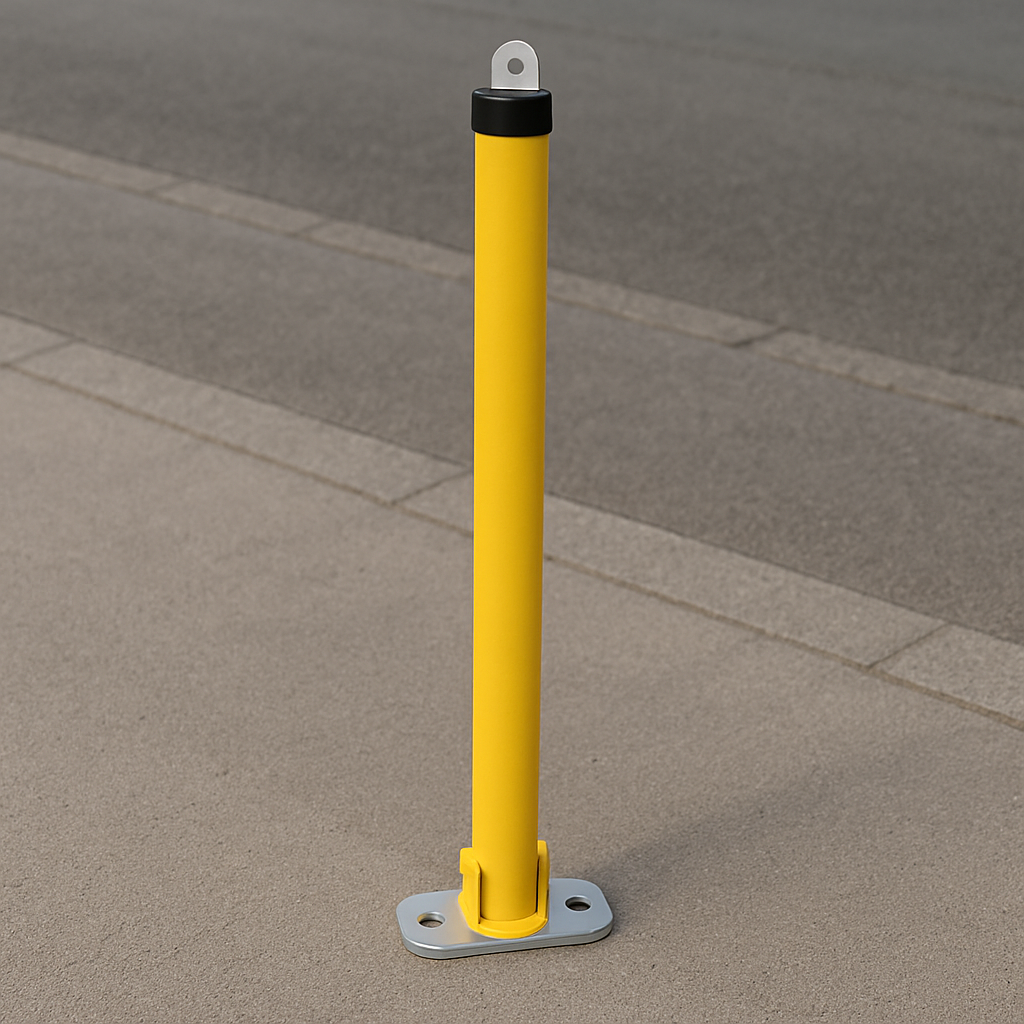Heavy-Duty Fold-Down Parking Bollard with Hinged Lock – Anti-Theft Security Post