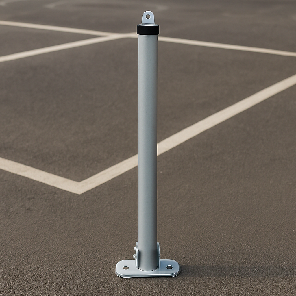 Heavy-Duty Fold-Down Parking Bollard with Hinged Lock – Anti-Theft Security Post