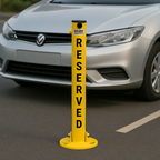 76mm Fold-Down Parking Post with Integral Lock & Chain Eyelet – Black & Yellow Finish