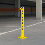 76mm Fold-Down Parking Post with Integral Lock & Chain Eyelet – Black & Yellow Finish