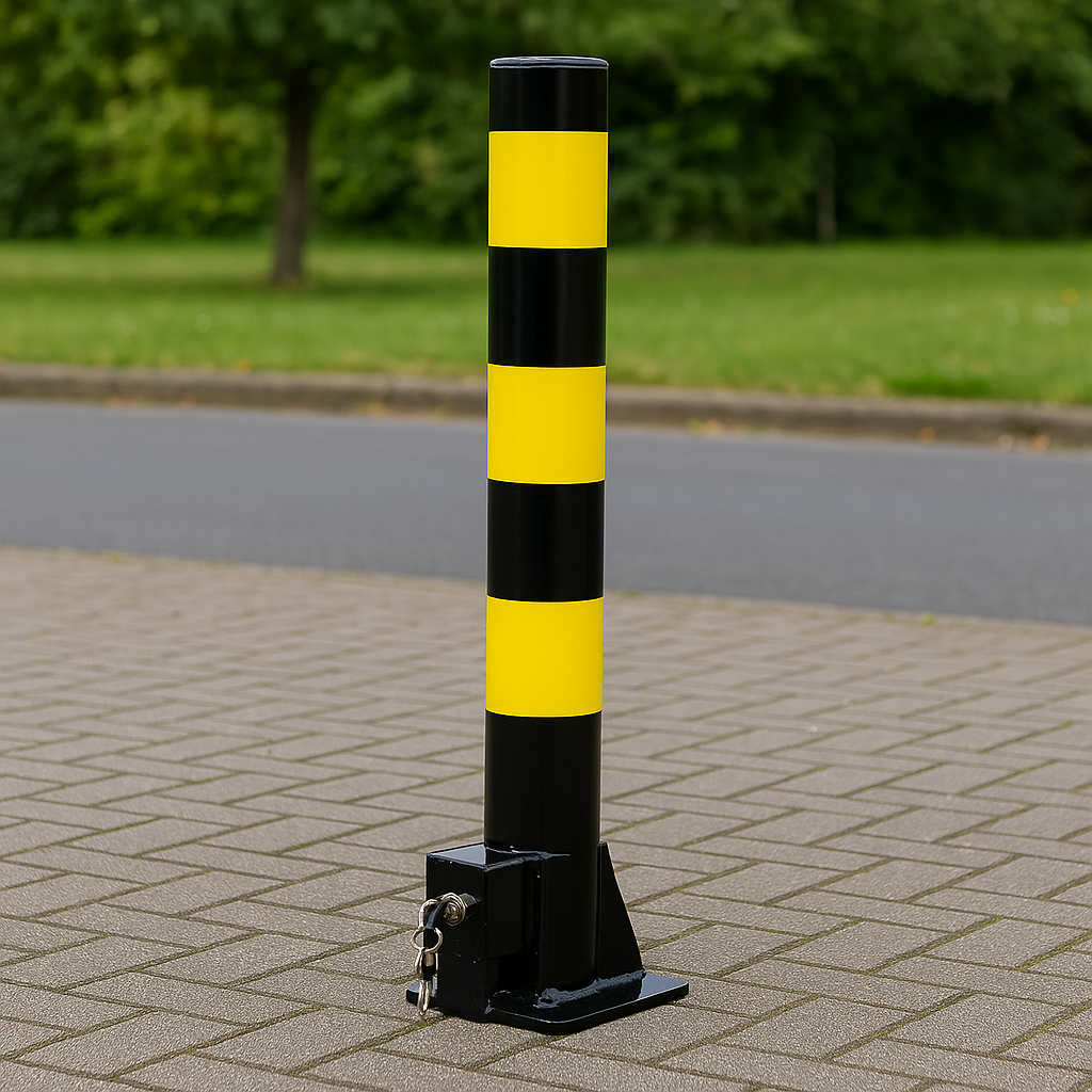 Steel Folding Parking Bollard – Heavy-Duty Anti-Theft Security Post