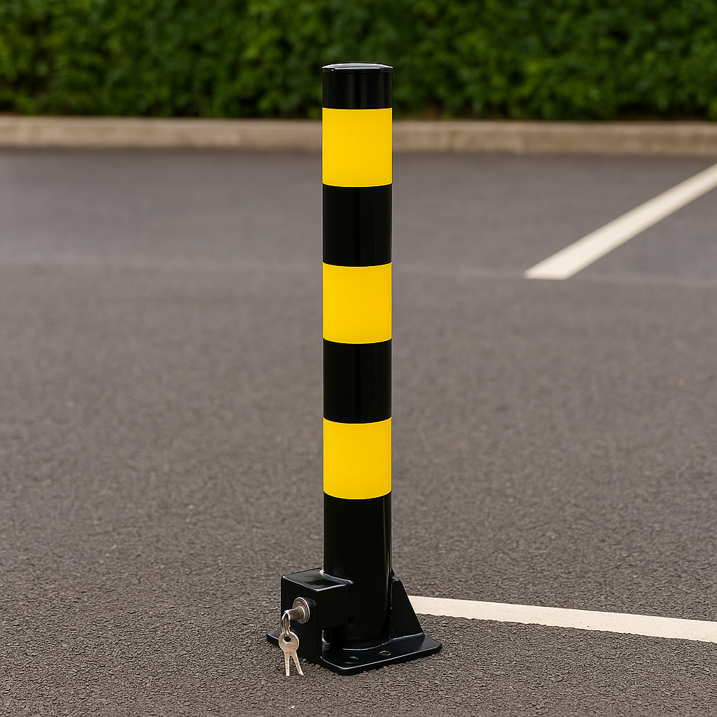 Steel Folding Parking Bollard – Heavy-Duty Anti-Theft Security Post