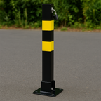 Lockable Heavy-Duty Steel Folding Parking Post – Surface-Mounted Security Bollard