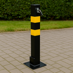 Lockable Heavy-Duty Steel Folding Parking Post – Surface-Mounted Security Bollard