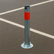 Galvanised Fold-Down Parking Post with Red Reflective Band