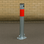 Galvanised Fold-Down Parking Post with Red Reflective Band