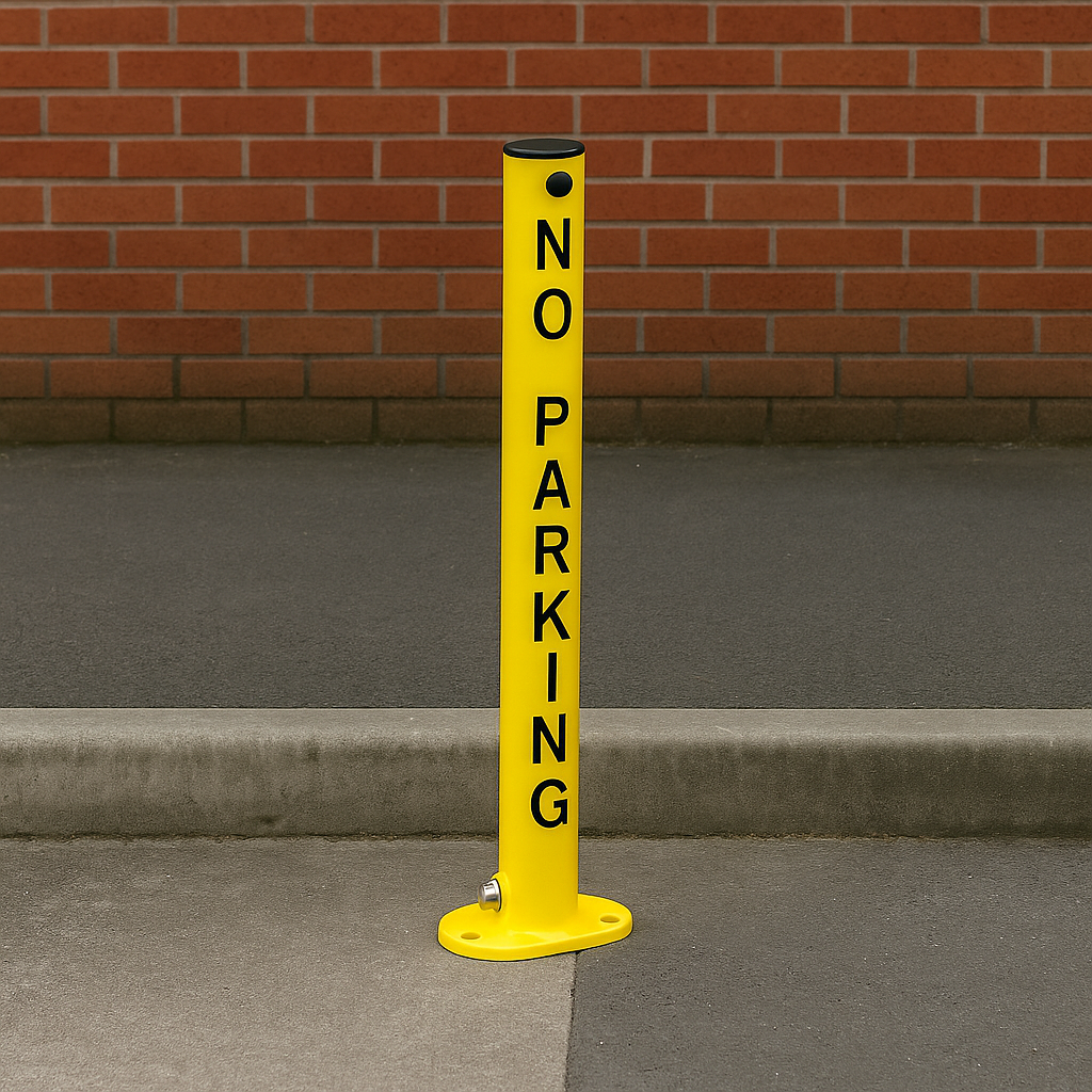 No Parking Fold-Down Security Post – Heavy-Duty Lockable Bollard for Driveway & Parking Protection
