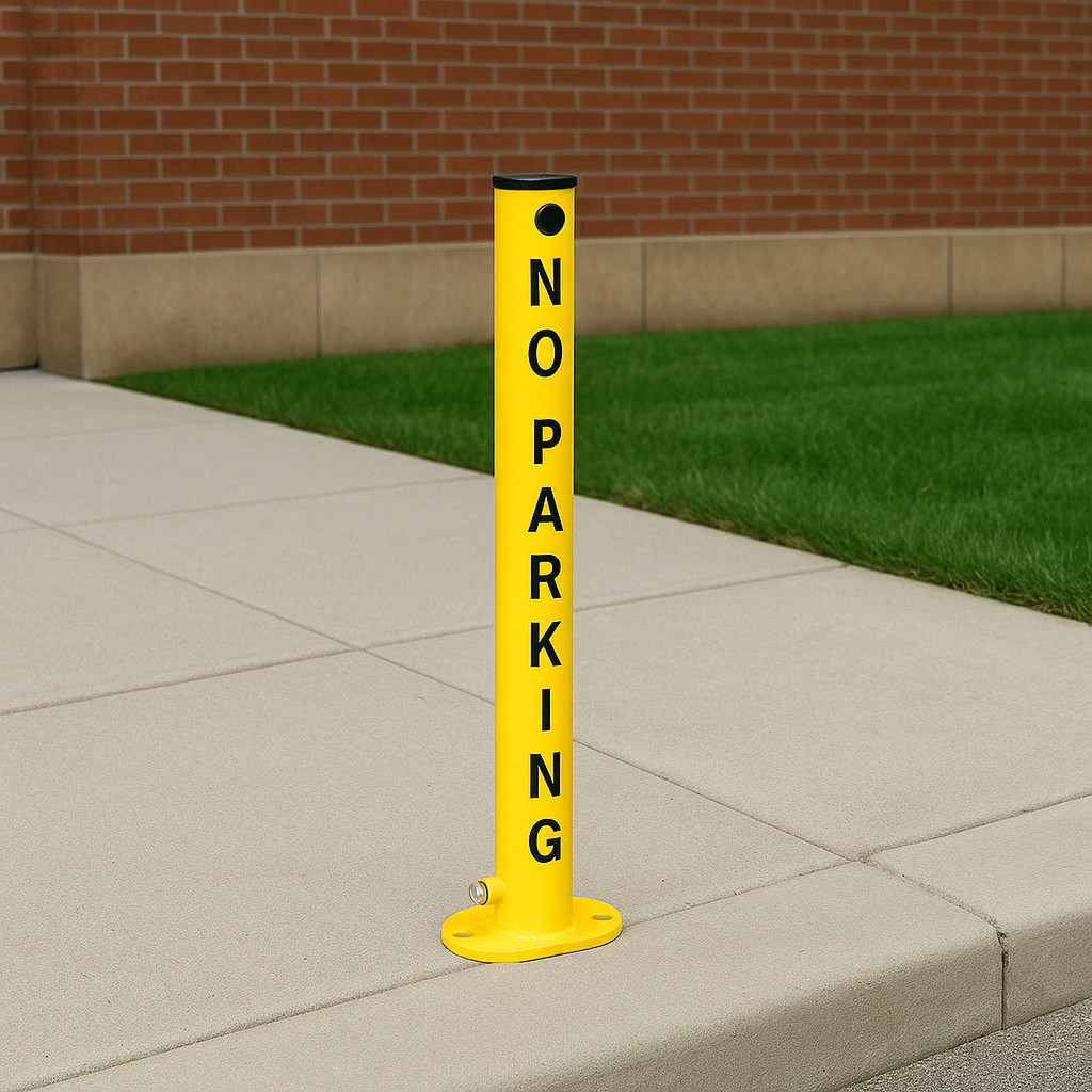 No Parking Fold-Down Security Post – Heavy-Duty Lockable Bollard for Driveway & Parking Protection