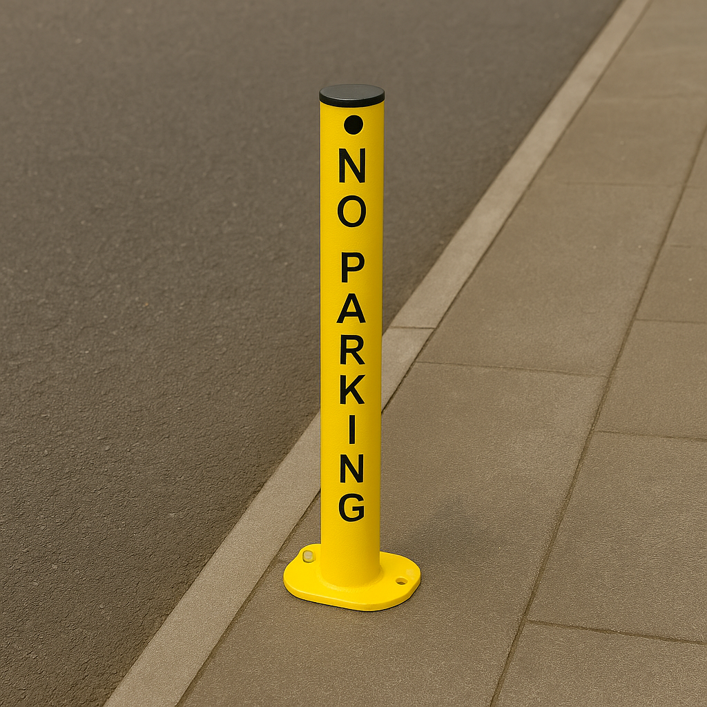 No Parking Fold-Down Security Post – Heavy-Duty Lockable Bollard for Driveway & Parking Protection