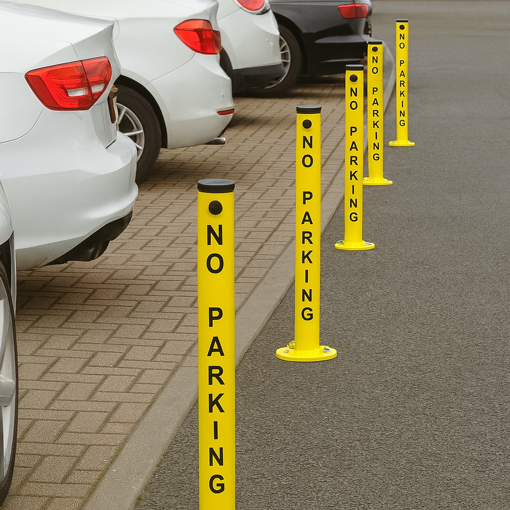 No Parking Fold-Down Security Post – Heavy-Duty Lockable Bollard for Driveway & Parking Protection