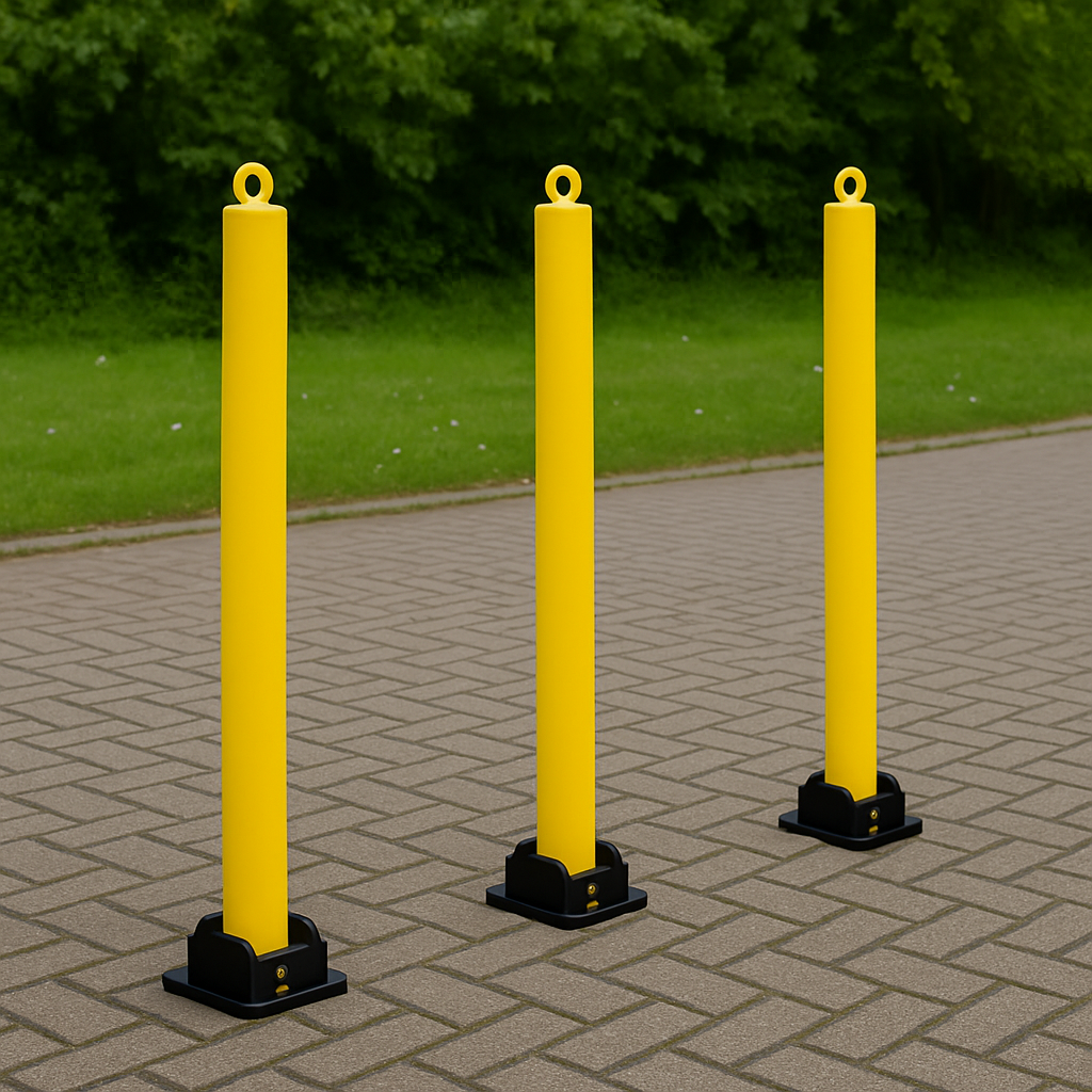 Large White Fold Down Steel Security Post