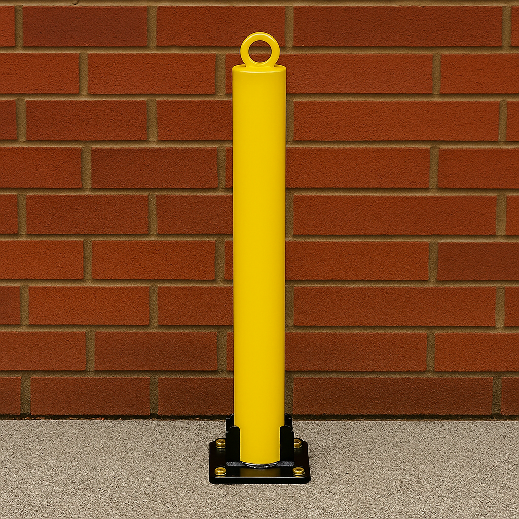 Large White Fold Down Steel Security Post