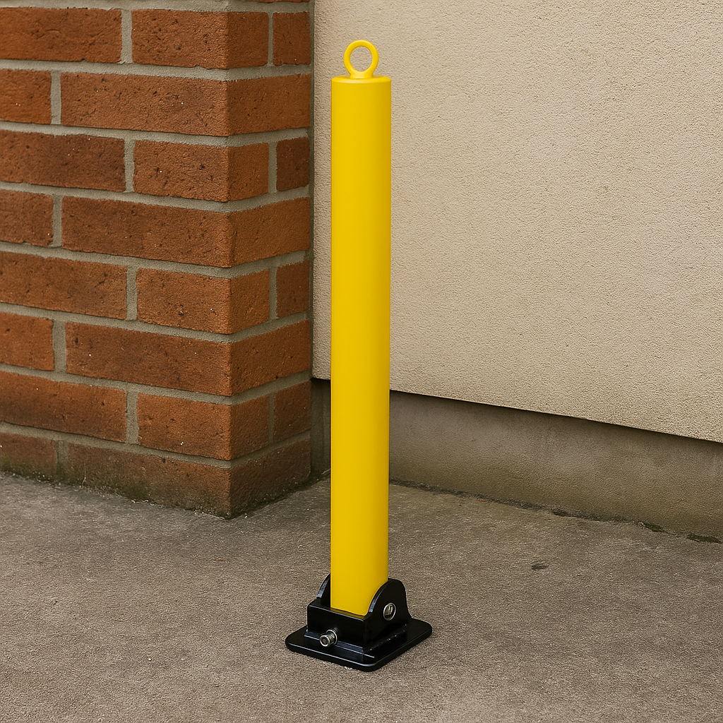 Large White Fold Down Steel Security Post
