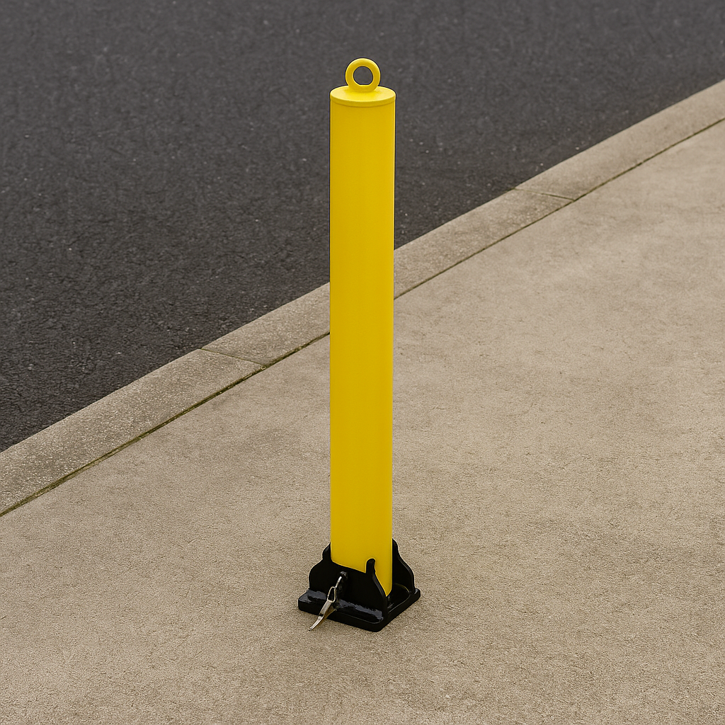 Large White Fold Down Steel Security Post