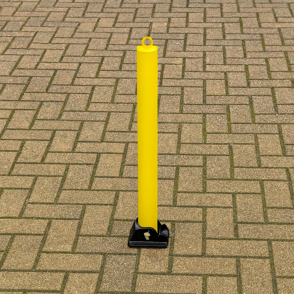 Large White Fold Down Steel Security Post