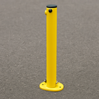 Bolt-Down Folding Parking Post – Durable Yellow Steel Security Bollard