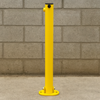 Bolt-Down Folding Parking Post – Durable Yellow Steel Security Bollard