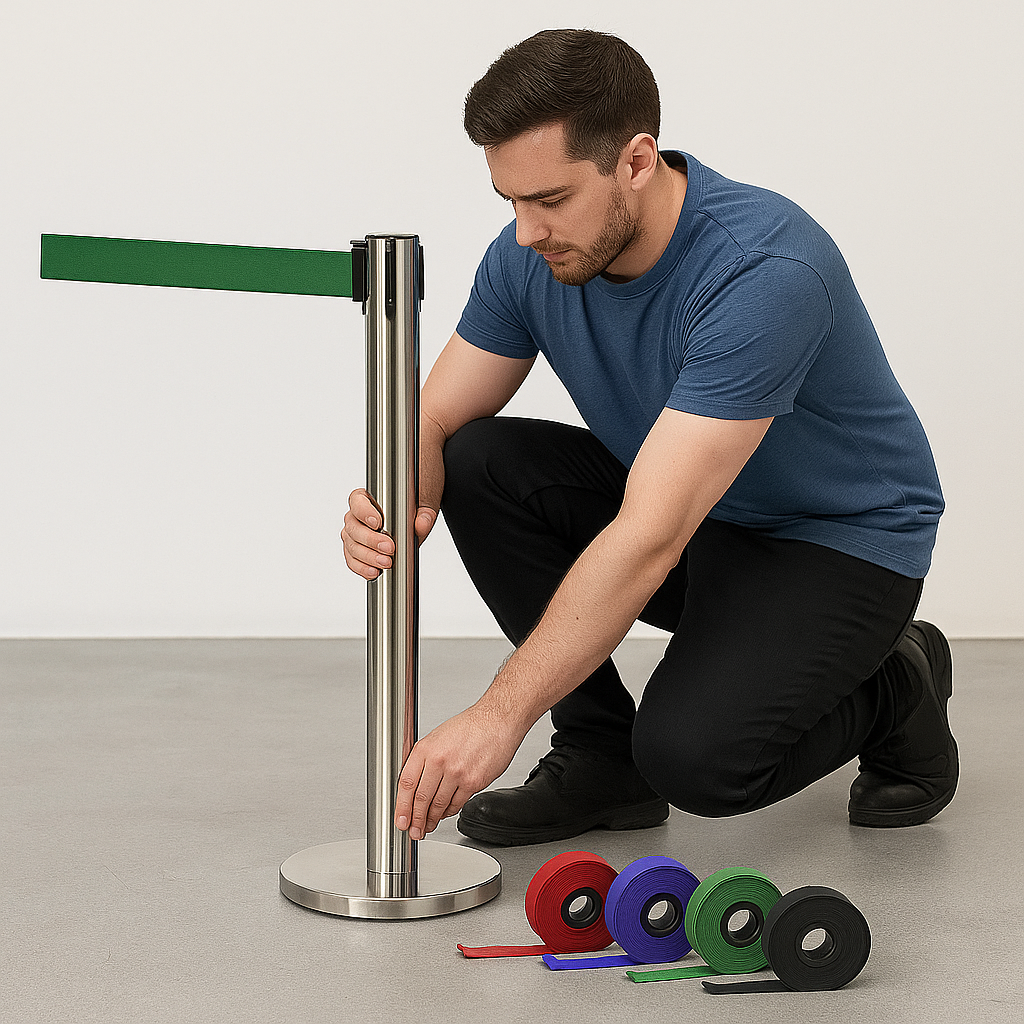 Premium Retractable Belt Barrier Post – 3.4m & 3.9m | Long-Range Queue Management Solution for Retail, Events & Industrial Use
