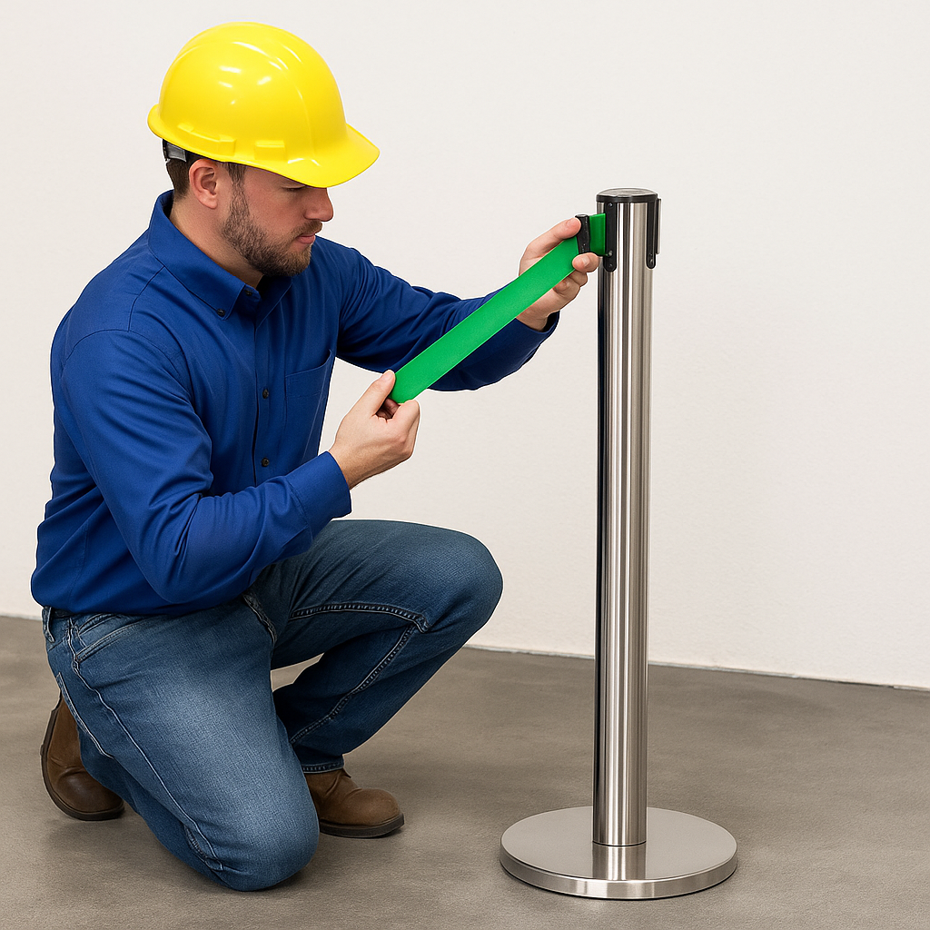 Premium Retractable Belt Barrier Post – 3.4m & 3.9m | Long-Range Queue Management Solution for Retail, Events & Industrial Use