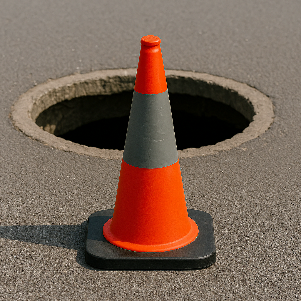 410 mm (16″) Collapsible High-Visibility Safety Cone – Solid Base, Reflective Band, Compact Design