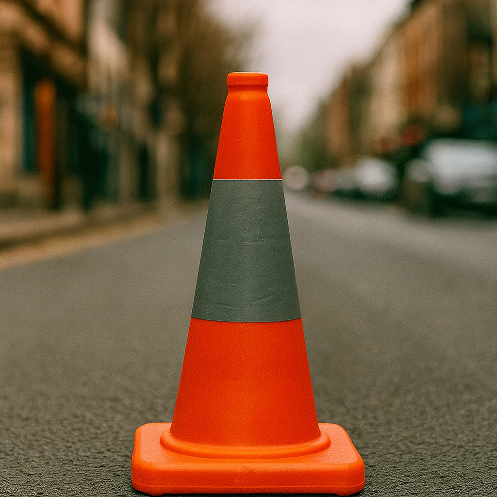 410 mm (16″) Collapsible High-Visibility Safety Cone – Solid Base, Reflective Band, Compact Design
