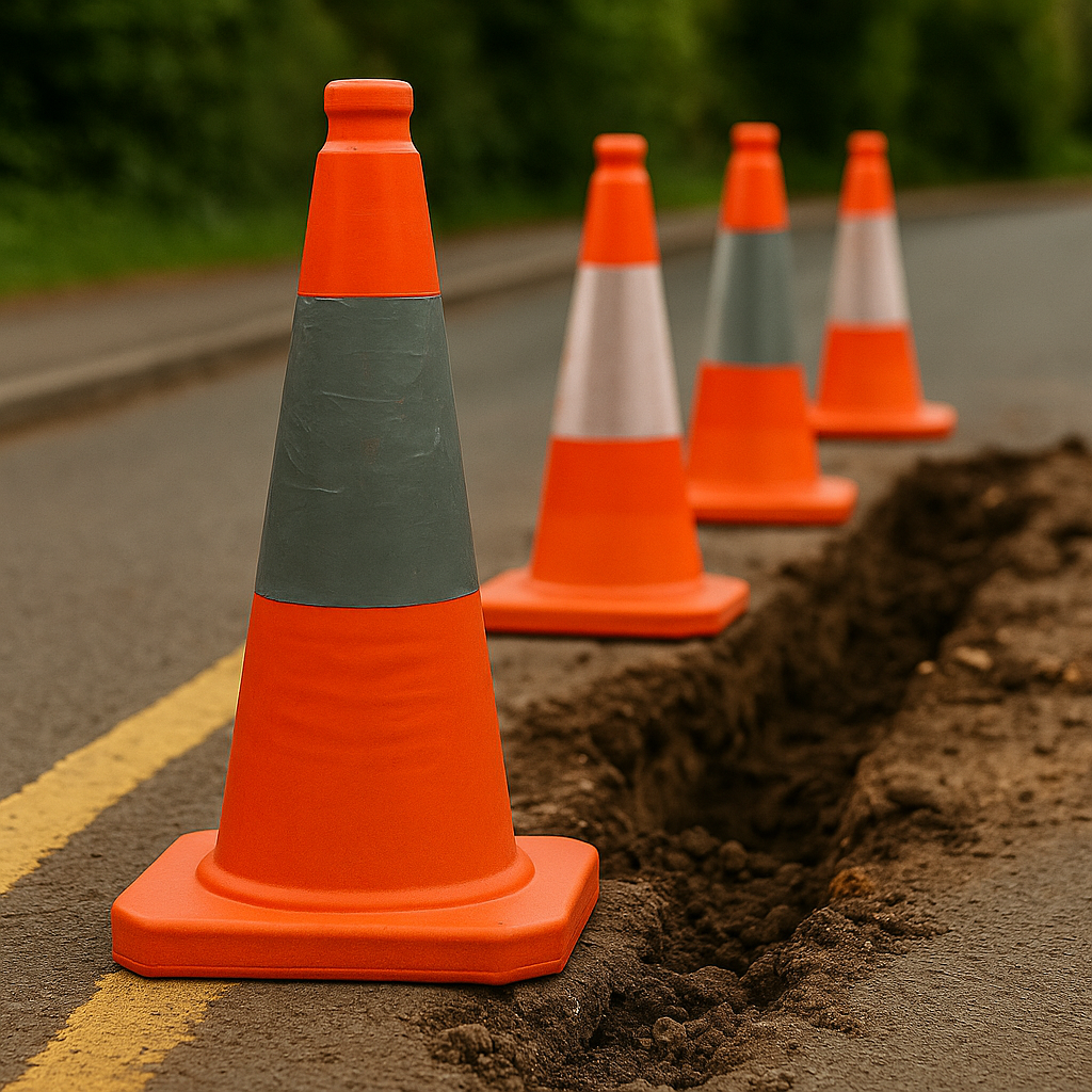 410 mm (16″) Collapsible High-Visibility Safety Cone – Solid Base, Reflective Band, Compact Design